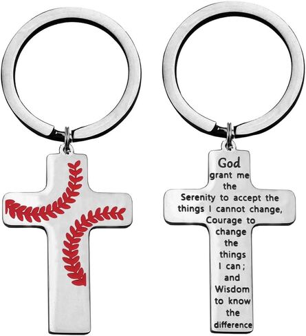 Inspirational Christian Baseball Cross Necklace Keychain Bible Verse Pendant for Boys Girls in Saudi Arabia
