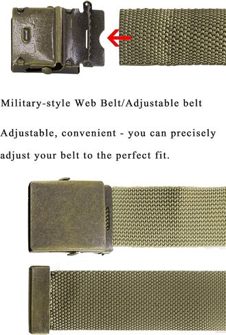 MJMP Military-style Web Belt, Adjustable belt Children Adjustable Belt,Men Casual Adjustable Belt Length (1.1" X 43", brown), Brown in Saudi Arabia