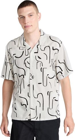 Club Monaco Men's Short Sleeve Camp Collar Artisan Print Shirt in Saudi Arabia