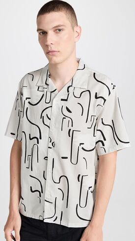 Club Monaco Men's Short Sleeve Camp Collar Artisan Print Shirt in Saudi Arabia