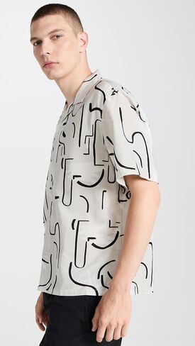 Club Monaco Men's Short Sleeve Camp Collar Artisan Print Shirt in Saudi Arabia