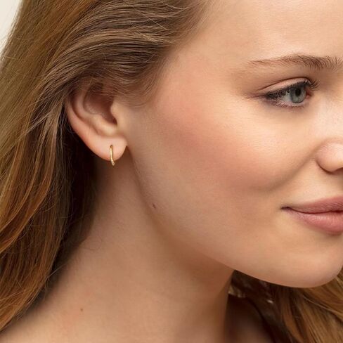 أقراط دائرية صغيرة من الذهب عيار 14 قيراط: حلقات هوجي من الذهب الأصفر عيار 14 قيراط حقيقية للنساء والرجال للارتداء اليومي in Kuwait