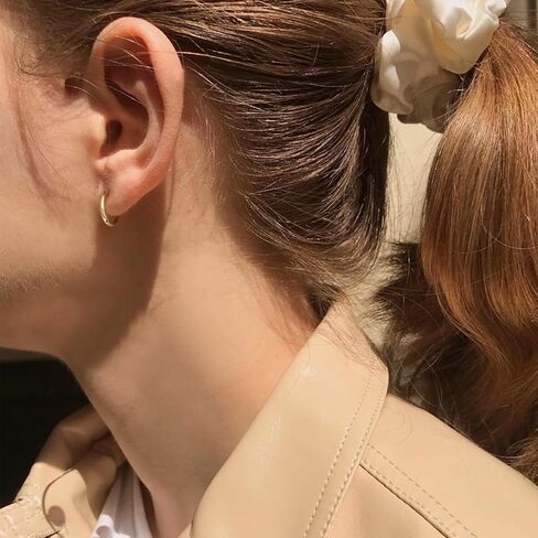 أقراط دائرية صغيرة من الذهب عيار 14 قيراط: حلقات هوجي من الذهب الأصفر عيار 14 قيراط حقيقية للنساء والرجال للارتداء اليومي in Kuwait