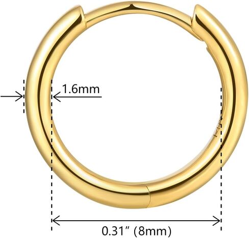 أقراط دائرية صغيرة من الذهب عيار 14 قيراط: حلقات هوجي من الذهب الأصفر عيار 14 قيراط حقيقية للنساء والرجال للارتداء اليومي in Kuwait