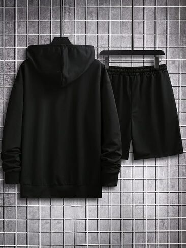 GORGLITTER Men's 2 Piece Sweatsuit Letter Long Sleeve Drawstring Hoodie Sweatshirt Shorts Tracksuit in Saudi Arabia