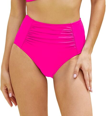 سروال بيكيني نسائي مكشكش من Bellecarrie، جزء سفلي للسباحة عالي الخصر، تغطية كاملة، ملابس سباحة تانكيني in Kuwait