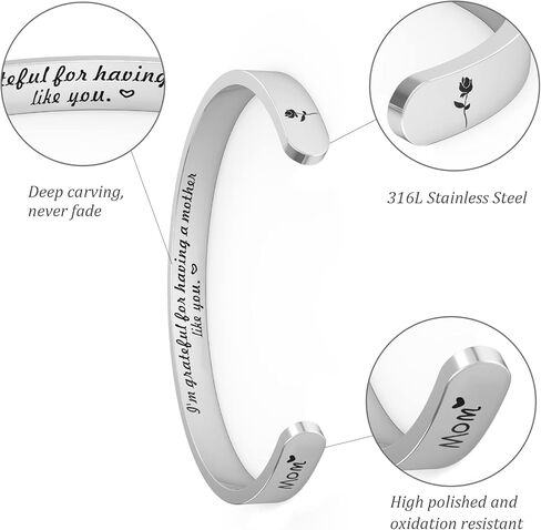 هدايا الأم للنساء أساور الكفة، هدايا للأم من ابنتها، هدايا عيد الأم لأفضل أم، هدايا عيد الأم للأم، هدايا مضحكة فريدة من نوعها سوار مجوهرات لعيد الأم/عيد الميلاد in Kuwait