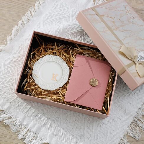 Scwhousi Initials Ring Dish M-Ceramic Jewerly Tray Trinket Dish for Rings Earrings Necklaces Bracelet Watch Keys,Monogrammed Gifts for Women Valentine's Day Mother's Day Birthdat Weddding Engagement in Kuwait