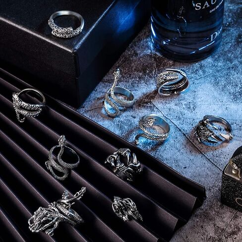 Hicarer 10 Pieces Vintage Punk Rings Snake Dragon Claw Rings Retro Open Adjustable Rings for Men Women in Saudi Arabia