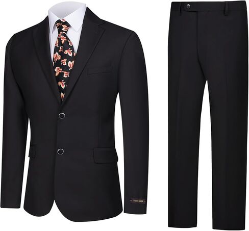 Men's Suits Classic Fit 2 Piece Single Breasted 2 Buttons Business Wedding Suit Jacket & Flat Front Pants Set in Saudi Arabia
