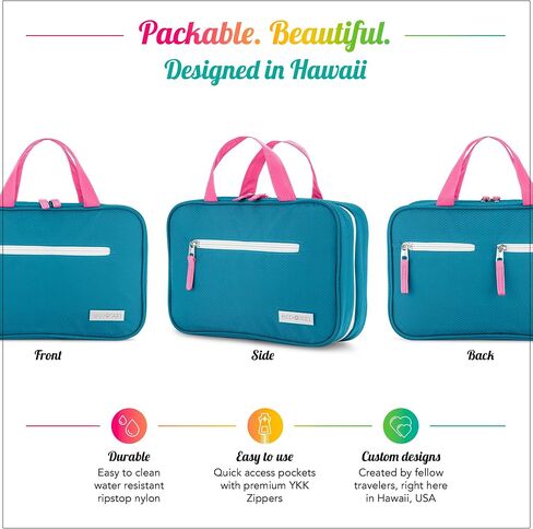 Hanging Travel Toiletry Bag — Designed in Hawaii — Water-resistant Travel Organizer for Bathroom Accessories (Tropical Vacay) in Saudi Arabia
