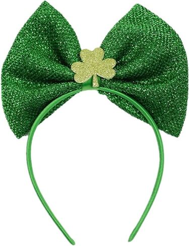 Totelux عيد القديس باتريك عقال شامروك البرسيم الشعر الفرقة بريق الأخضر Bowknot الشعر غطاء الرأس للنساء الفتيات احتفالي اكسسوارات الديكور موكب لوازم الحفلات in Kuwait