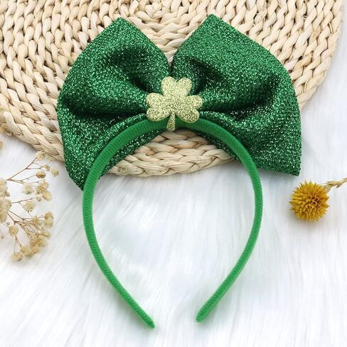 Totelux عيد القديس باتريك عقال شامروك البرسيم الشعر الفرقة بريق الأخضر Bowknot الشعر غطاء الرأس للنساء الفتيات احتفالي اكسسوارات الديكور موكب لوازم الحفلات in Kuwait