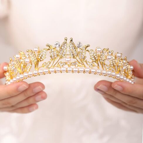 JWICOS Pearl Tiara Crown for Women Silver Tiara Headband for Prom Pageant Party Birthday Gifts Bridal Wedding Tiara for Bride in Saudi Arabia