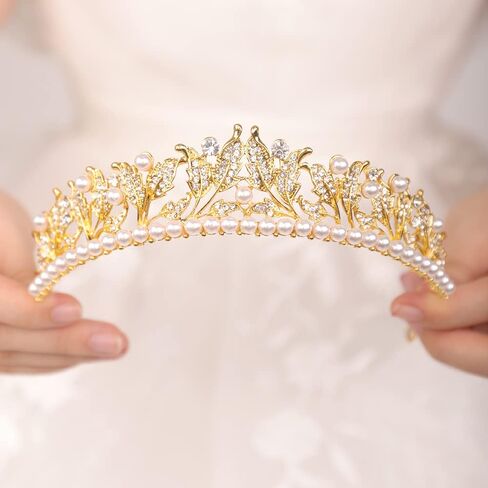JWICOS Pearl Tiara Crown for Women Silver Tiara Headband for Prom Pageant Party Birthday Gifts Bridal Wedding Tiara for Bride in Saudi Arabia