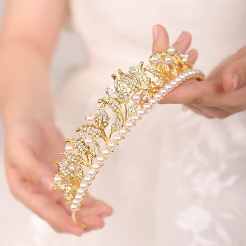 JWICOS Pearl Tiara Crown for Women Silver Tiara Headband for Prom Pageant Party Birthday Gifts Bridal Wedding Tiara for Bride in Saudi Arabia