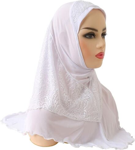 وشاح حجاب نسائي لامع مزين بالترتر من AIBEARTY وشاح لف رأس إسلامي طويل وعصابة رأس وشال للشعر in Kuwait