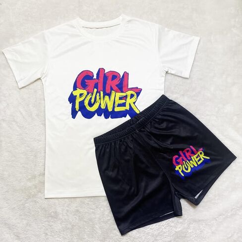 موليلوف طقم بدلة رياضية نسائية من قطعتين باكمام قصيرة وسروال قصير مطبوع كاجوال من قطعتين in Kuwait