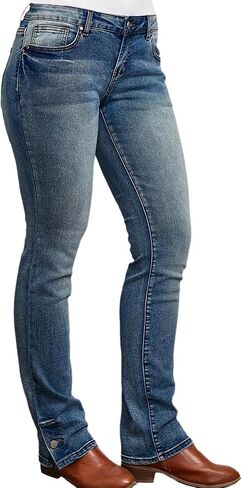 Women's 90s Vintage Stretch Bootcut Jeans Low Rise Button Hem Flare Straight Leg Denim Pants in Kuwait