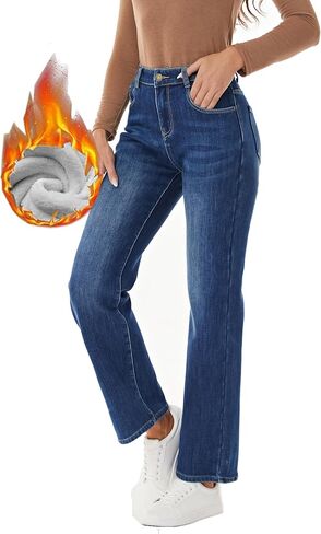 Yehopere Women's Fleece Lined Jeans Straight Leg Denim Winter Sherpa Fleece Lined Jean in Saudi Arabia