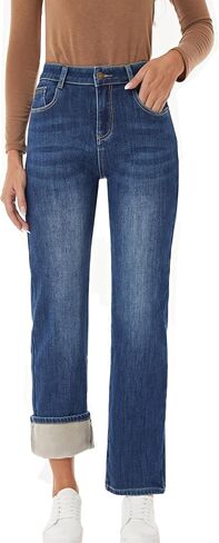 Yehopere Women's Fleece Lined Jeans Straight Leg Denim Winter Sherpa Fleece Lined Jean in Saudi Arabia