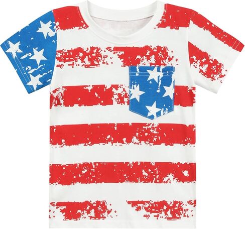 American Flag Shirt for Toddler Boy Girl 4th of July T-Shirt Kids Patriotic Tees Tops in Saudi Arabia