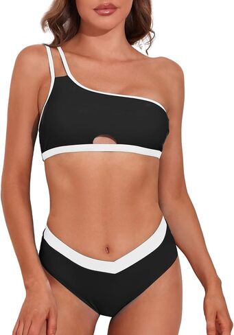 Roselychic Ruffle One Shoulder Swimsuits for Women High Waisted Bikini Bathing Suits 2 Piece Swimwear in Saudi Arabia