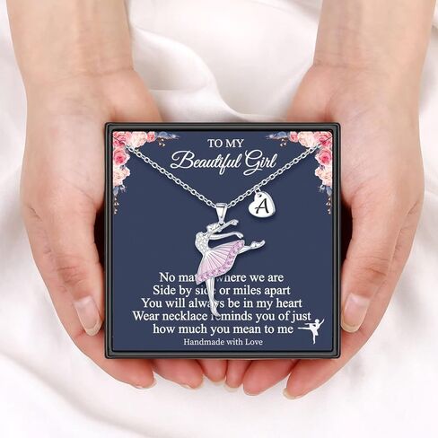 فيجويبرو هدايا حفلات الرقص للبنات، قلادة راقصة الباليه هدايا للبنات، مجوهرات بالحرف الاول من A-Z بدلاية باليه هدايا عيد ميلاد للبنات والابنة وابنة الاخت in Kuwait