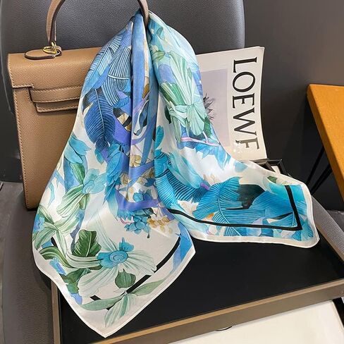 100% Pure Mulberry Silk Scarfs 27"x27" Square Scarf Women Neckerchief Headscarf hair scarf bandana Gift Packed in Saudi Arabia