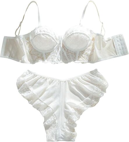 Verdusa Women's 2 Piece Outfits Contrast Low Rise Lace Underwire Lingerie Set in Saudi Arabia