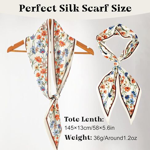 COMNICO Satin Head Scarf 58in Fashion Printed Silk Like Hair Ties Scarves Wrap for Sleeping Purse Bag Handle Accessories in Kuwait