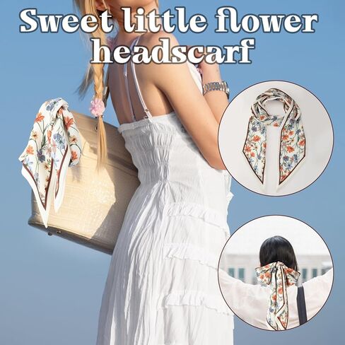 COMNICO Satin Head Scarf 58in Fashion Printed Silk Like Hair Ties Scarves Wrap for Sleeping Purse Bag Handle Accessories in Kuwait