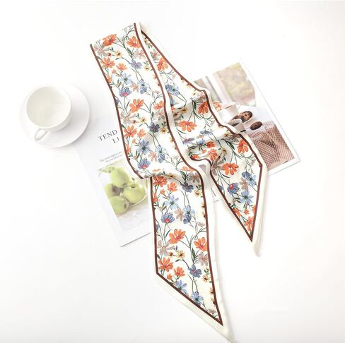 COMNICO Satin Head Scarf 58in Fashion Printed Silk Like Hair Ties Scarves Wrap for Sleeping Purse Bag Handle Accessories in Kuwait