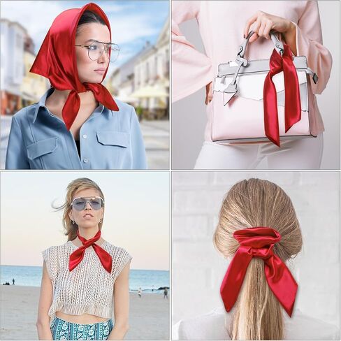 GHGMAO Silk Feeling Scarf for Women Square Stain Scarf Ladies Head Scarves Retro Neck Scarf Solid Color Slik Like Bandana in Saudi Arabia