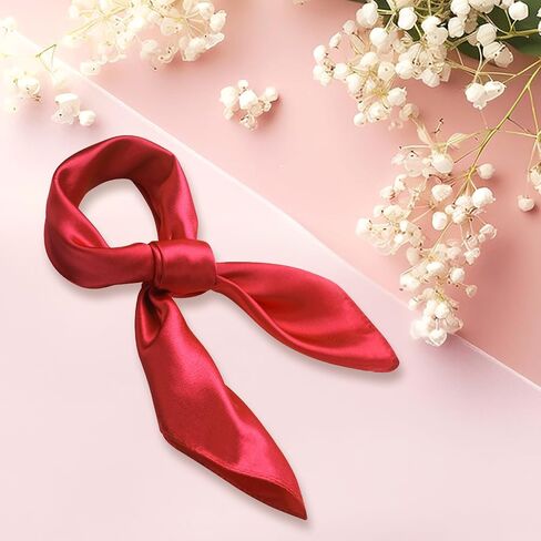 GHGMAO Silk Feeling Scarf for Women Square Stain Scarf Ladies Head Scarves Retro Neck Scarf Solid Color Slik Like Bandana in Saudi Arabia