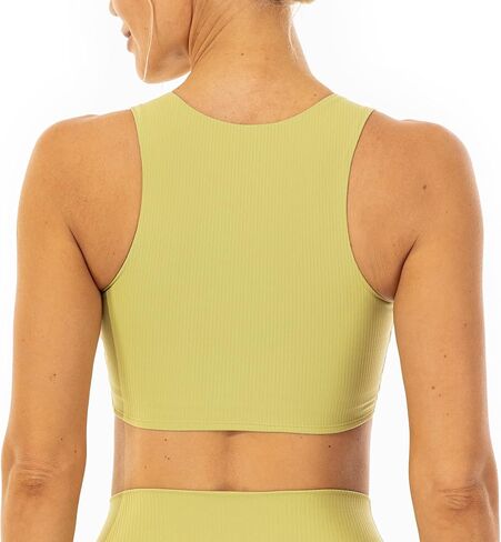 حمالة صدر رياضية نسائية من Lavento ذات رقبة عالية مضلعة وطبقة مزدوجة من حمالات الصدر للتمرين واليوجا in Kuwait