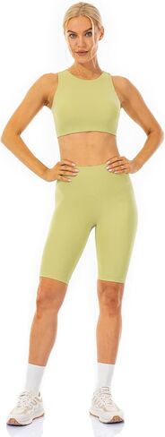 حمالة صدر رياضية نسائية من Lavento ذات رقبة عالية مضلعة وطبقة مزدوجة من حمالات الصدر للتمرين واليوجا in Kuwait