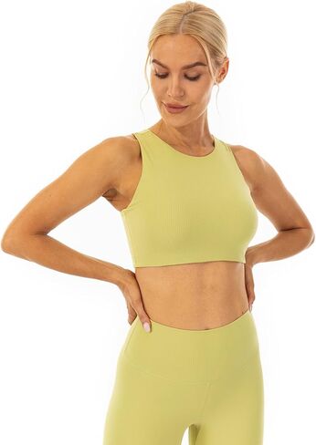 حمالة صدر رياضية نسائية من Lavento ذات رقبة عالية مضلعة وطبقة مزدوجة من حمالات الصدر للتمرين واليوجا in Kuwait