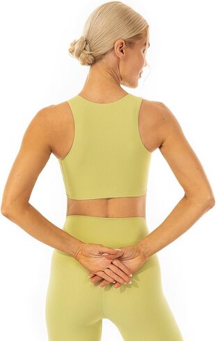 حمالة صدر رياضية نسائية من Lavento ذات رقبة عالية مضلعة وطبقة مزدوجة من حمالات الصدر للتمرين واليوجا in Kuwait