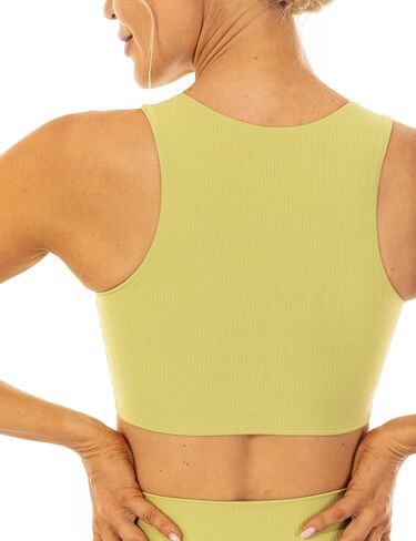 حمالة صدر رياضية نسائية من Lavento ذات رقبة عالية مضلعة وطبقة مزدوجة من حمالات الصدر للتمرين واليوجا in Kuwait