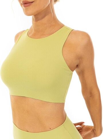 حمالة صدر رياضية نسائية من Lavento ذات رقبة عالية مضلعة وطبقة مزدوجة من حمالات الصدر للتمرين واليوجا in Kuwait