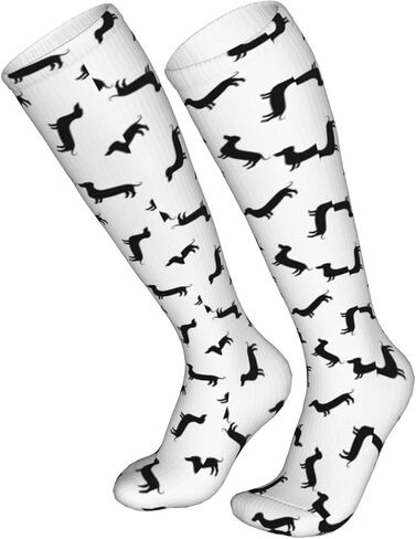 chegna Dachshund Weiner Dog Pattern Compression Socks for Women & Men Circulation 15-20 mmHg is Best Support for Athletic Running Cycling, White, One Size, 10463, White, One size in Kuwait