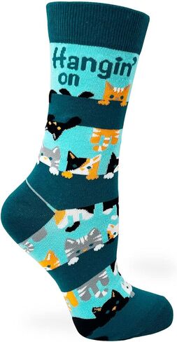 Fabdaz Hangin' on Till Friday Funny Cats Novelty Crew Socks for Women in Saudi Arabia
