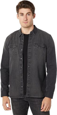 JOHN VARVATOS mens Marshall Regular Fit Ls Western Sport Shirt, Snap Button Down Shirt in Saudi Arabia