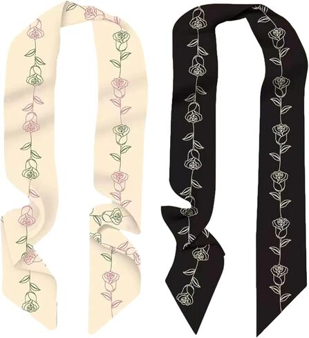 QTMY 2 Pack Purse Scarf for Bags Silk Head Scarf for Hair Handbag Women Scarfs Band Hair Neck Scarves Fashion Gifts,13 in Kuwait