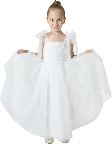 2Bunnies فتاة القوس التعادل حزام قابل للتعديل Smocked ألف خط تول حزب زهرة فتاة اللباس in Kuwait