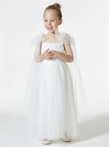 2Bunnies فتاة القوس التعادل حزام قابل للتعديل Smocked ألف خط تول حزب زهرة فتاة اللباس in Kuwait