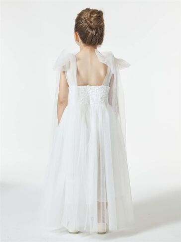 2Bunnies فتاة القوس التعادل حزام قابل للتعديل Smocked ألف خط تول حزب زهرة فتاة اللباس in Kuwait