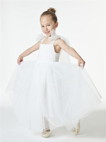 2Bunnies فتاة القوس التعادل حزام قابل للتعديل Smocked ألف خط تول حزب زهرة فتاة اللباس in Kuwait