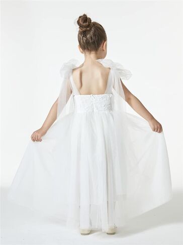 2Bunnies فتاة القوس التعادل حزام قابل للتعديل Smocked ألف خط تول حزب زهرة فتاة اللباس in Kuwait